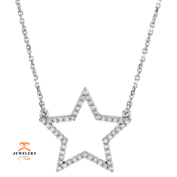 14KT GOLD 1/4 CTW DIAMOND STAR 16" NECKLACE