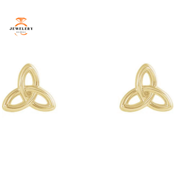 14KT Gold Celtic-Inspired Trinity Earrings - Image 4