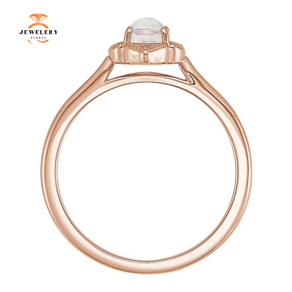 14KT GOLD .60 CT MOONSTONE & .03 CTW DIAMOND CLOVER RING - Image 2