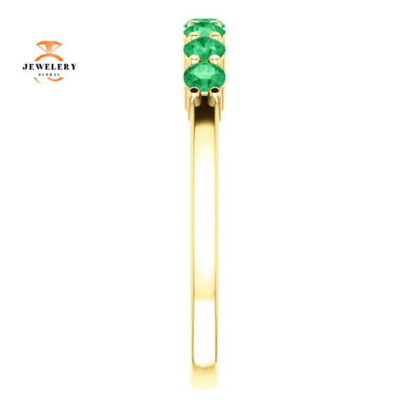 14KT GOLD 0.42 CTW EMERALD SHARED PRONG 7 STONE RING - Image 15