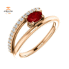 14KT GOLD 0.60 CT RUBY & 1/8 CTW DIAMOND BYPASS RING