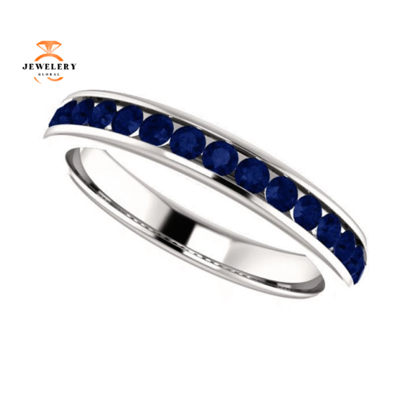 14KT GOLD 0.80 CTW BLUE SAPPHIRE CHANNEL-SET BAND - Image 5