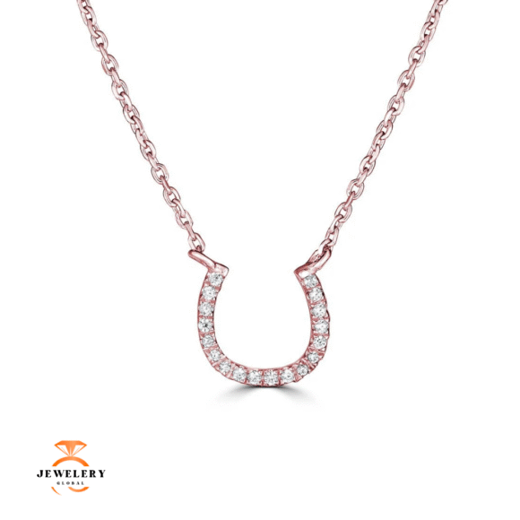14KT GOLD 1/20 CTW DIAMOND HORSESHOE NECKLACE - Image 3