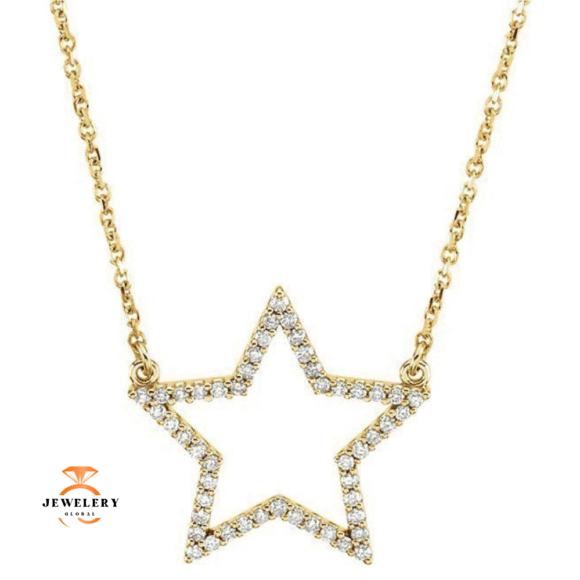 14KT GOLD 1/4 CTW DIAMOND STAR 16" NECKLACE - Image 2