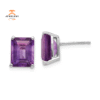 14KT GOLD EMERALD CUT AMETHYST EARRINGS