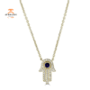 14KT GOLD SAPPHIRE & DIAMOND HAMSA NECKLACE