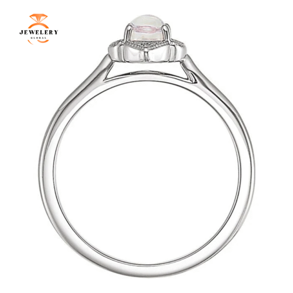14KT GOLD .60 CT MOONSTONE & .03 CTW DIAMOND CLOVER RING - Image 4