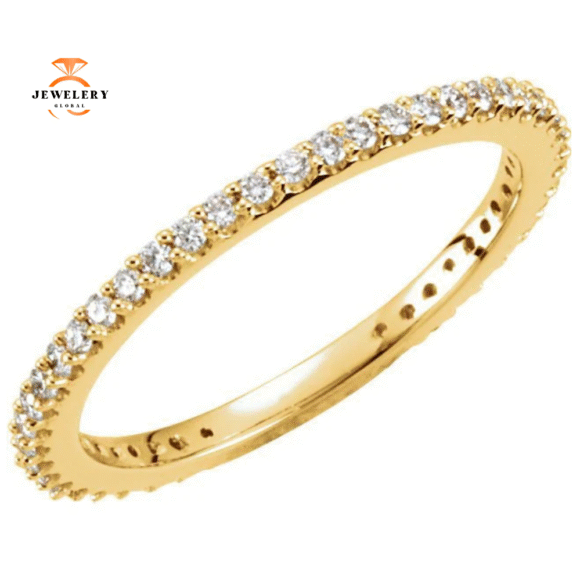 14KT GOLD 1/3 CTW ROUND DIAMOND STACKABLE RING - Image 3