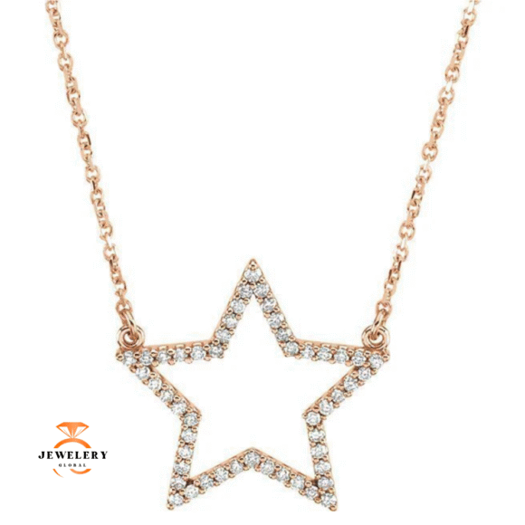 14KT GOLD 1/4 CTW DIAMOND STAR 16" NECKLACE - Image 3