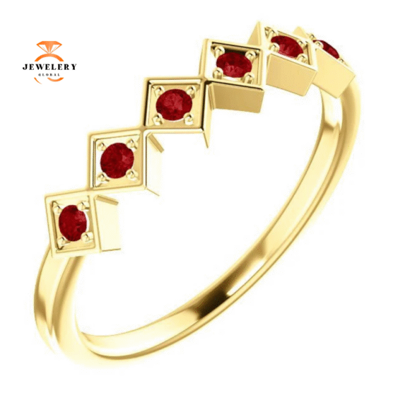 14KT GOLD GENUINE RUBY STACKABLE RING - Image 7