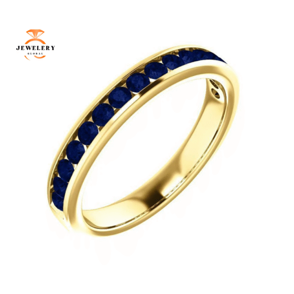14KT GOLD 0.80 CTW BLUE SAPPHIRE CHANNEL-SET BAND - Image 7
