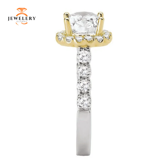 14KT 3/4 CTW Diamond Oval Halo Setting for 1 CT Oval - Image 7