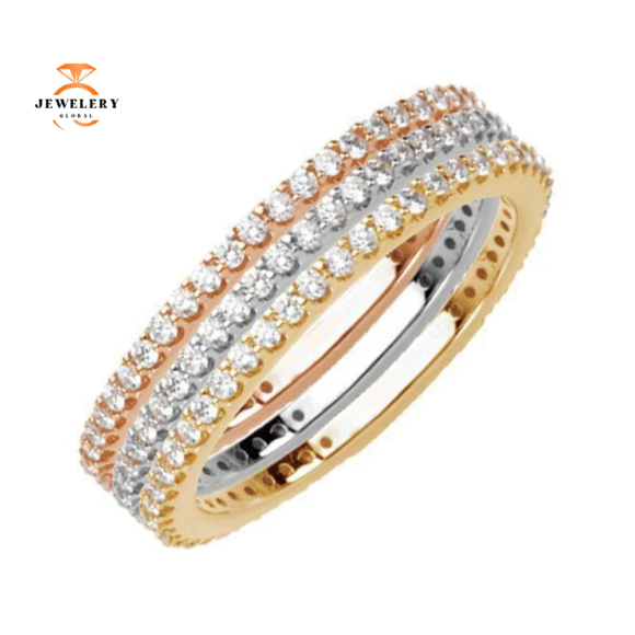 14KT GOLD 1/3 CTW ROUND DIAMOND STACKABLE RING - Image 4
