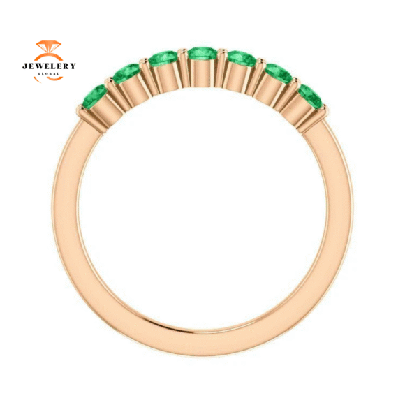 14KT GOLD 0.42 CTW EMERALD SHARED PRONG 7 STONE RING - Image 8