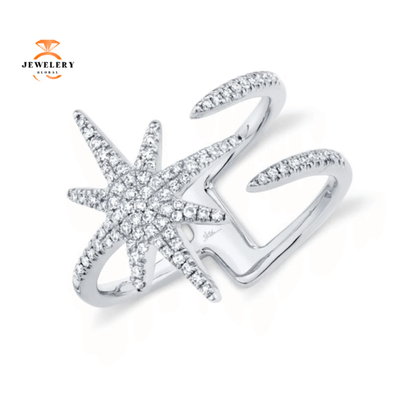 14KT Gold 1/4 CTW Diamond Sun Burst Pave Ring