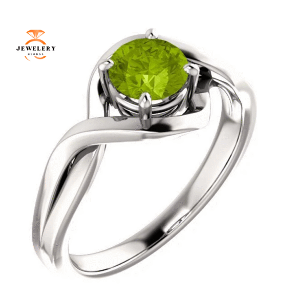 14KT GOLD 3/4 CT ROUND PERIDOT INFINITY-INSPIRED RING