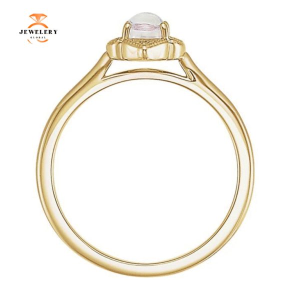 14KT GOLD .60 CT MOONSTONE & .03 CTW DIAMOND CLOVER RING - Image 6