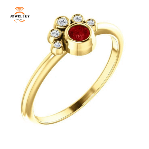 14KT GOLD 0.16 CT RUBY & 0.04 CTW DIAMOND BEZEL-SET STACKABLE RING - Image 3