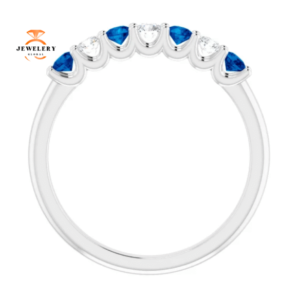 14KT GOLD 0.32 CTW BLUE SAPPHIRE & 0.18 CTW DIAMOND 7 STONE BAND - Image 12
