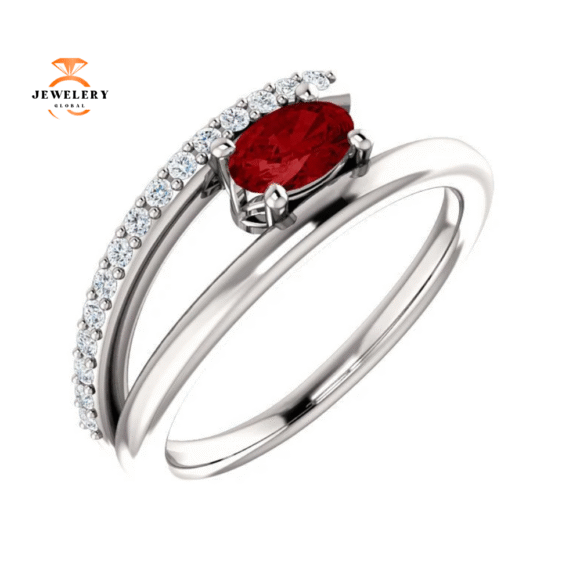 14KT GOLD 0.60 CT RUBY & 1/8 CTW DIAMOND BYPASS RING - Image 10