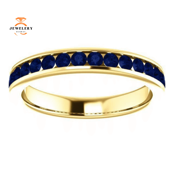 14KT GOLD 0.80 CTW BLUE SAPPHIRE CHANNEL-SET BAND - Image 9