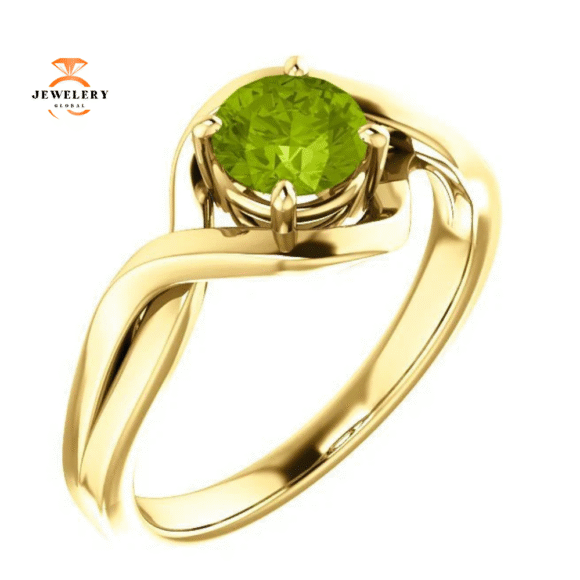 14KT GOLD 3/4 CT ROUND PERIDOT INFINITY-INSPIRED RING - Image 4