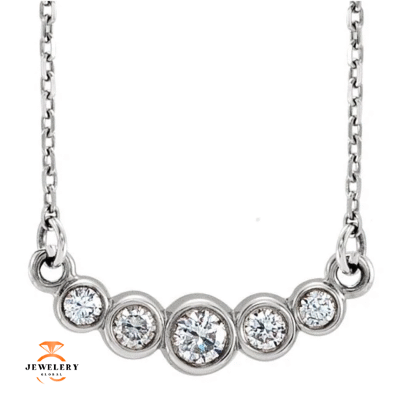 14KT GOLD GRADUATED BEZEL SET 0.16 CTW DIAMOND NECKLACE