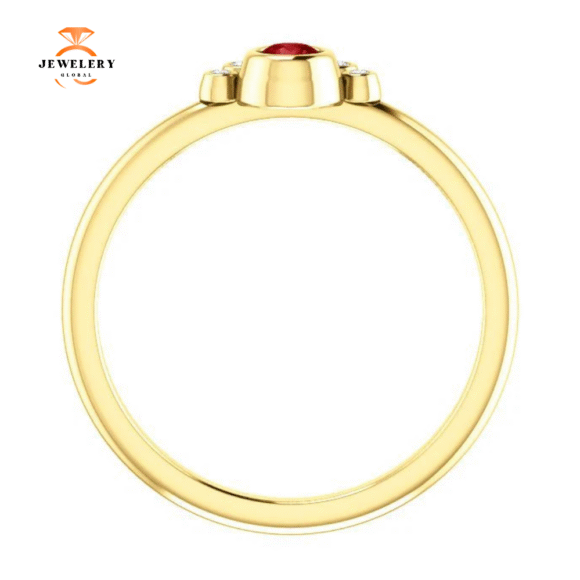 14KT GOLD 0.16 CT RUBY & 0.04 CTW DIAMOND BEZEL-SET STACKABLE RING - Image 4