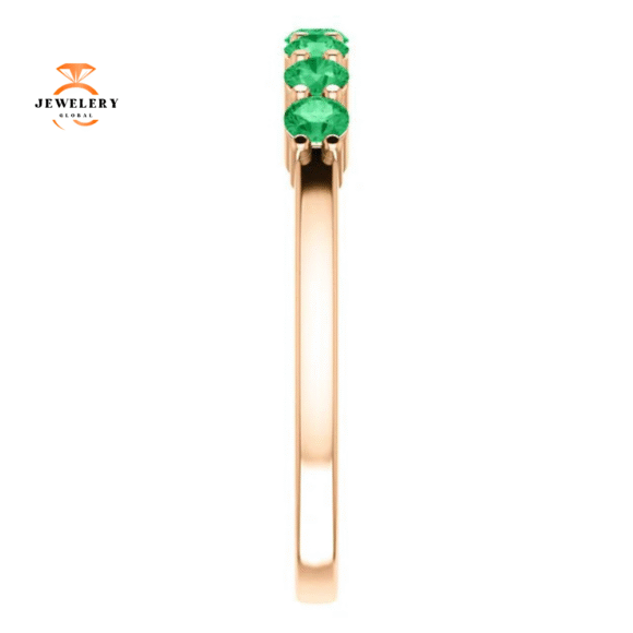 14KT GOLD 0.42 CTW EMERALD SHARED PRONG 7 STONE RING - Image 10