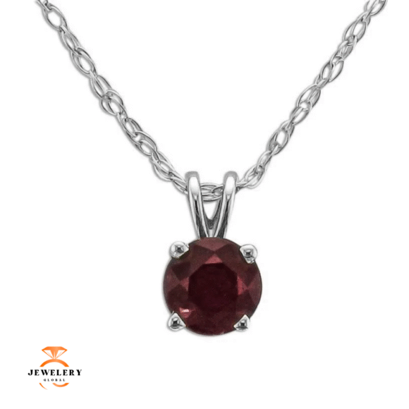 14KT GOLD 1/3 CTW ROUND RUBY NECKLACE