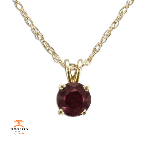 14KT GOLD 1/3 CTW ROUND RUBY NECKLACE - Image 2