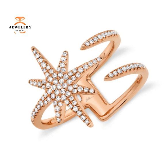 14KT Gold 1/4 CTW Diamond Sun Burst Pave Ring - Image 3