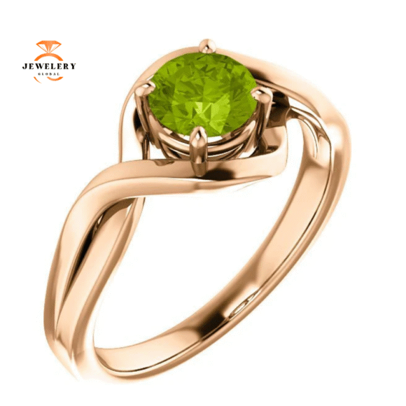 14KT GOLD 3/4 CT ROUND PERIDOT INFINITY-INSPIRED RING - Image 7