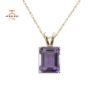 14KT GOLD EMERALD CUT AMETHYST NECKLACE