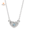 14KT GOLD ROUND AQUAMARINE HEART PETIITE NECKLACE