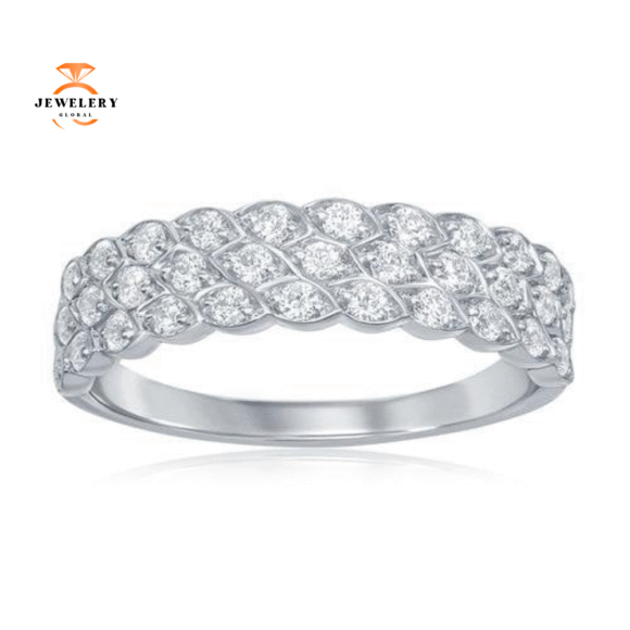 14KT Gold 1/2 CTW Diamond 3 Row Stackable Band