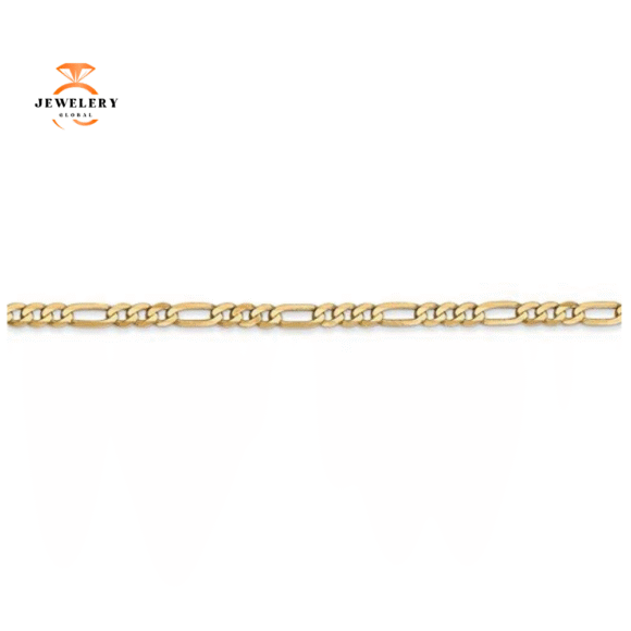 14KT YELLOW GOLD 2.75MM FLAT FIGARO CHAIN BRACELET - Image 2