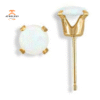 14KT YELLOW GOLD ROUND OPAL EARRINGS