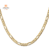 14KT YELLOW SOLID GOLD 4.5MM CONCAVE OPEN FIGARO CHAIN NECKLACE - 5 LENGTHS