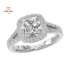 18KT 3/8 CTW Diamond Square Halo Setting for 1 CT Cushion/Princess