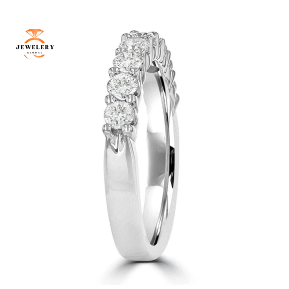 14KT White Gold 3/4 CTW Round Diamond Prong Set Band - Image 3