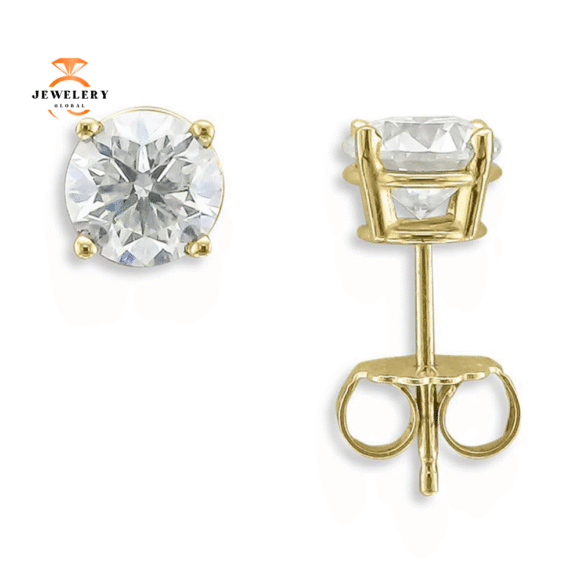14KT YELLOW GOLD 1 1/2 CTW ROUND DIAMOND EARRINGS