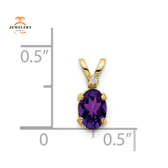 14KT YELLOW GOLD DIAMOND AND AMETHYST PENDANT - Image 3