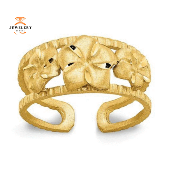 14KT YELLOW GOLD PLUMERIA FLOWER TOE RING