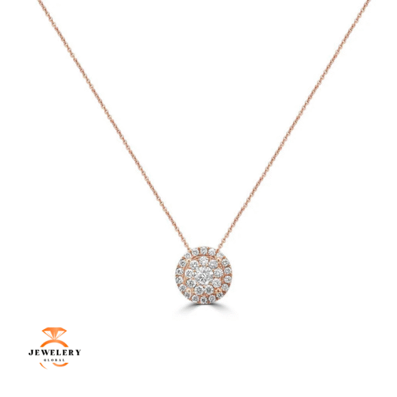 18KT Rose Gold .50 CTW Diamond Halo Pendant