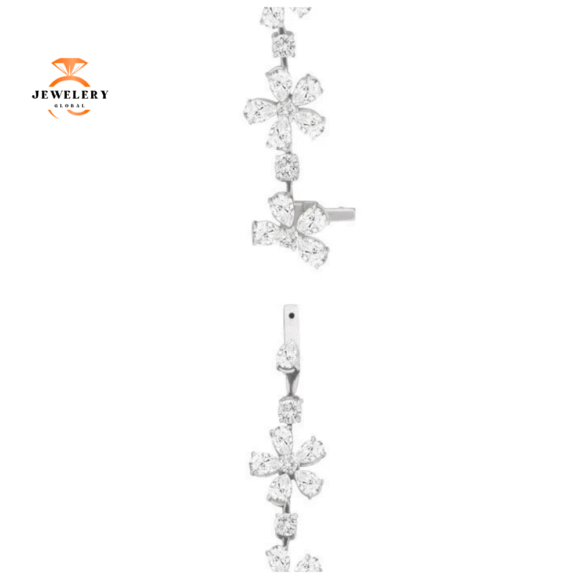 18KT White Gold 14.25 CTW Diamond Flower Bracelet - Image 2