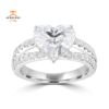18KT White Gold 3.84 CTW Diamond Split Shank Hidden Halo Ring