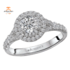14KT WHITE GOLD 1/2 CTW DIAMOND DOUBLE ROUND HALO SETTING FOR 3/4 CT ROUND