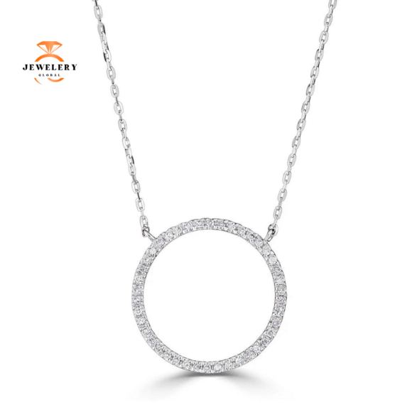 EMILIQUE 14KT GOLD 0.10 CTW DIAMOND OPEN CIRCLE NECKLACE