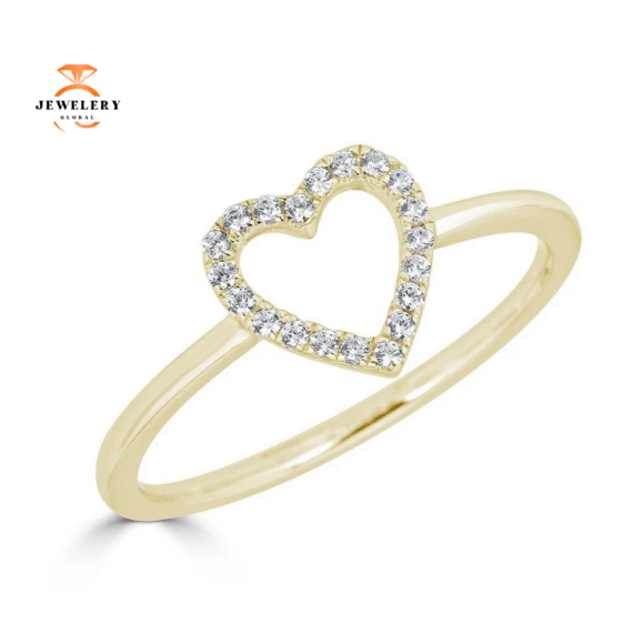 EMILIQUE 14KT GOLD 1/10 CTW DIAMOND OPEN HEART RING